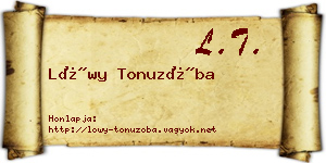 Lőwy Tonuzóba névjegykártya